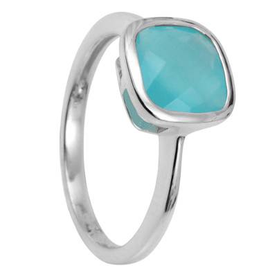 925 Silver & Pacific Blue Stone Sissi Ring, 8 x 8 mm - Clio Blue