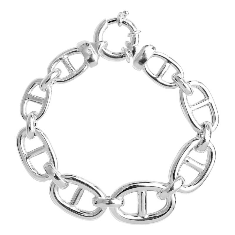 925 Silver Maura Graduated Mariner Chain Bracelet, Length 20.50 cm, Width 10 mm to 16 mm - Clio Blue