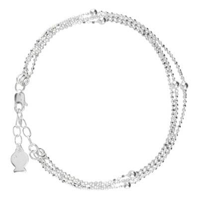 925 Silver Triple Bead Chain Nina Bracelet, Length 15.5 cm to 18.50 cm - Clio Blue