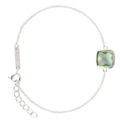 925 Silver Sissi Green Amethyst Bracelet, Adjustable Length 18.5 cm - Clio Blue