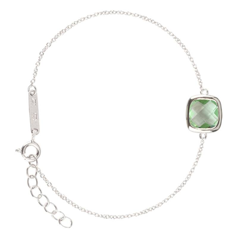925 Silver Sissi Green Amethyst Bracelet, Adjustable Length 18.5 cm - Clio Blue