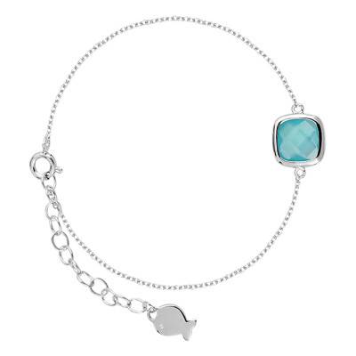 Bracelet Sissi Bleu Pacifique en Argent, Longueur 18,5 cm ajustable - Clio Blue