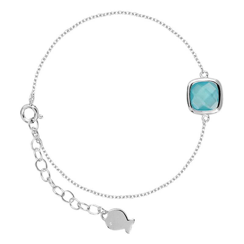 925 Silver Sissi Pacific Blue Bracelet, Adjustable Length 18.5 cm - Clio Blue