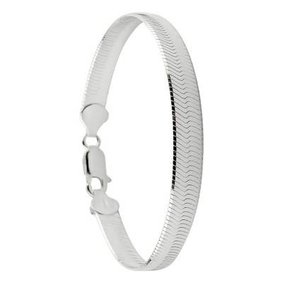 Bracelet Maille Miroir en Argent, Longueur 18,5 cm, Largeur 6,25 mm - Clio Blue