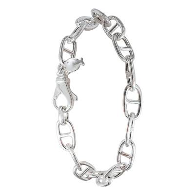925 Silver Mariner Chain Bracelet, 18 cm Length - Clio Blue