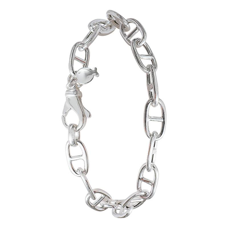 925 Silver Mariner Chain Bracelet, 18 cm Length - Clio Blue