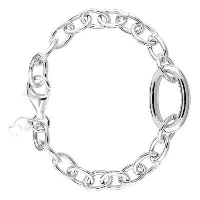 925 Silver Olga Large Oval Link Chain Bracelet, Length 19 cm, Width 7.40 mm - Clio Blue