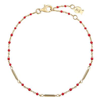 Bracelet Mimi en Argent Doré & Émail Rouge, Longueur 15,50 cm à 19,50 cm - Clio Blue