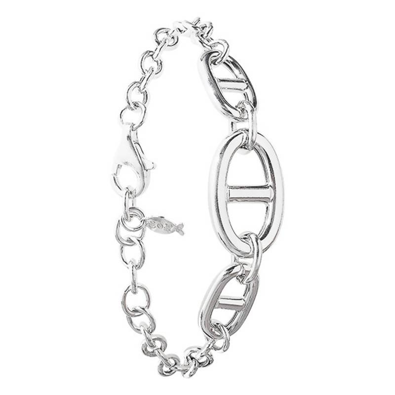 925 Sterling Silver Triple Mariner Chain Bracelet, Length 21 cm, Width 6 mm to 14.50 mm - Clio Blue
