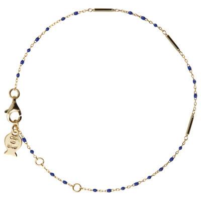 Bracelet Mimi en Argent Doré & Émail Marine, Longueur 15,50 à 19,50 cm - Clio Blue