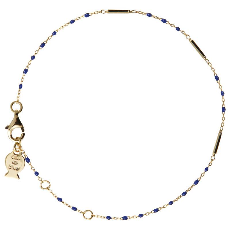 Mimi Silver 925 Gold-Tone & Navy Enamel Bracelet, 15.50 cm to 19.50 cm - Clio Blue