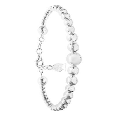 925 Silver Bead Chain Bracelet, Diameter 6.50 cm - Clio Blue
