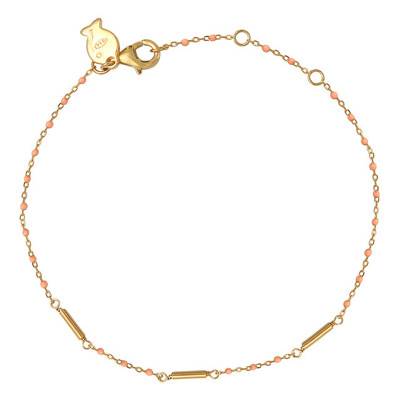 Bracelet Mimi en Argent Doré & Émail Rose, Longueur 15 cm à 18 cm, Largeur 1,35 mm - Clio Blue
