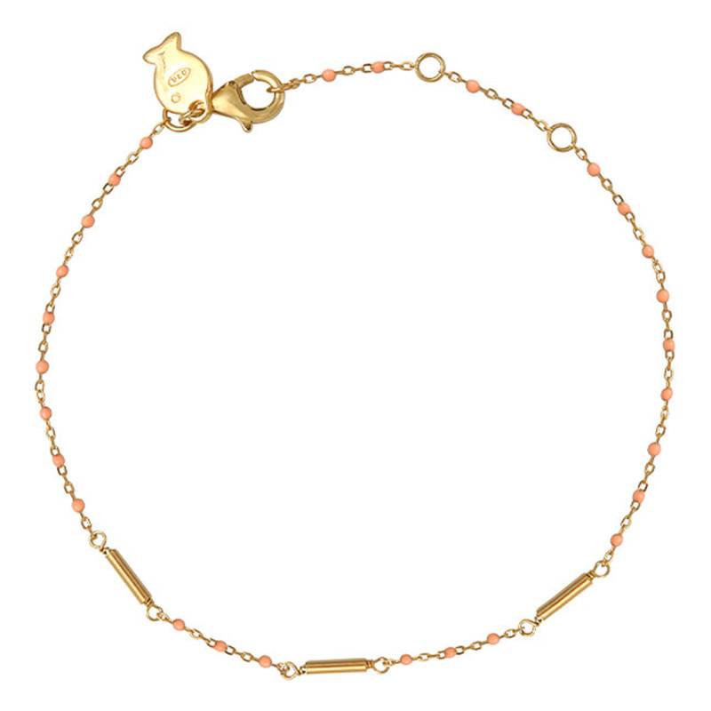Mimi Silver 925 Gold-Tone & Pink Enamel Bracelet, 15 cm to 18 cm, Width 1.35 mm - Clio Blue