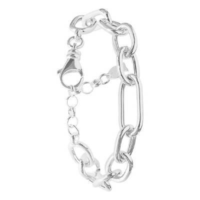 Bracelet Grandes Mailles en Argent, Longueur de 17 cm à 21,5 cm - Clio Blue