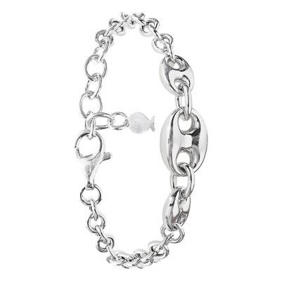 925 Silver Triple Coffee Bean Chain Bracelet, Length 21.5 cm - Clio Blue