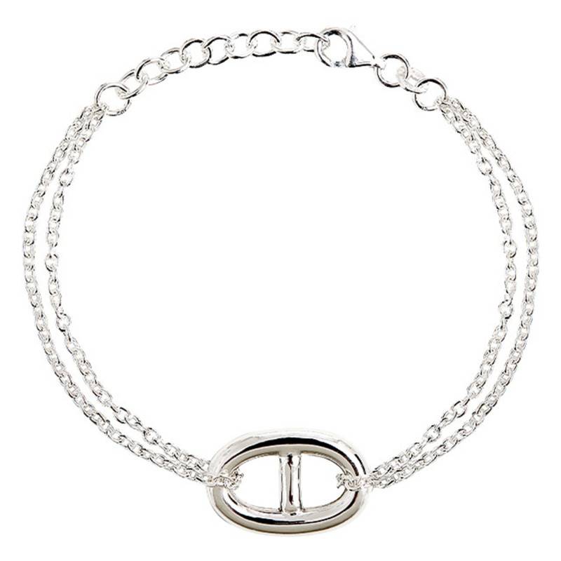 925 Silver Mariner Chain Double Chain Bracelet, Length 18.5 cm to 23.5 cm - Clio Blue