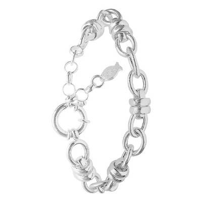 Bracelet Maille Corde et Fermoir Bouée en Argent, Longueur 17 cm à 21 cm - Clio Blue
