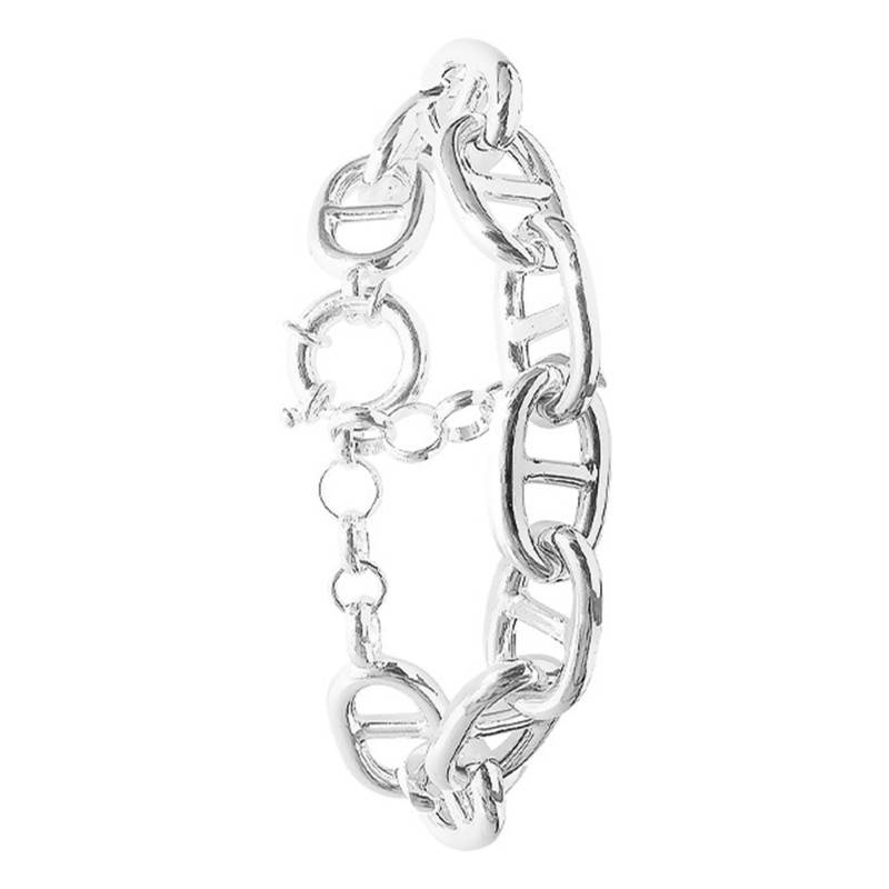 925 Silver Mariner Chain Bracelet with Buoy Clasp, Width 12.40 mm, Length 18 cm to 23 cm - Clio Blue