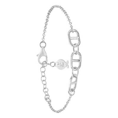 Silver 925 Triple Mariner Chain & Rolo Chain Bracelet, Length 16 cm to 20 cm, Width 1.50 mm to 6.50 mm - Clio Blue