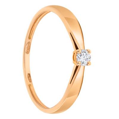 Diamond Solitaire Ring 0.10 ct in 750 Rose Gold - Demetra