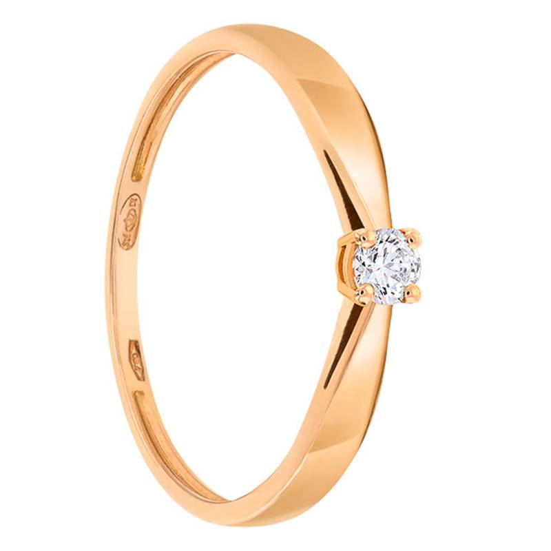 Diamond Solitaire Ring 0.10 ct in 750 Rose Gold - Demetra