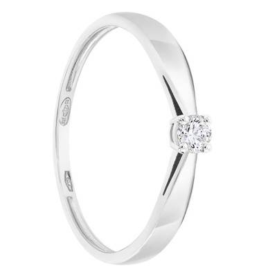 Diamond Solitaire Ring 0.10 ct in 750 White Gold - Demetra