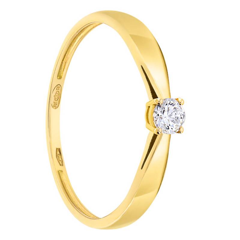 Yellow 750/1000 Gold Solitaire Diamond Ring 0.15 ct - Demetra