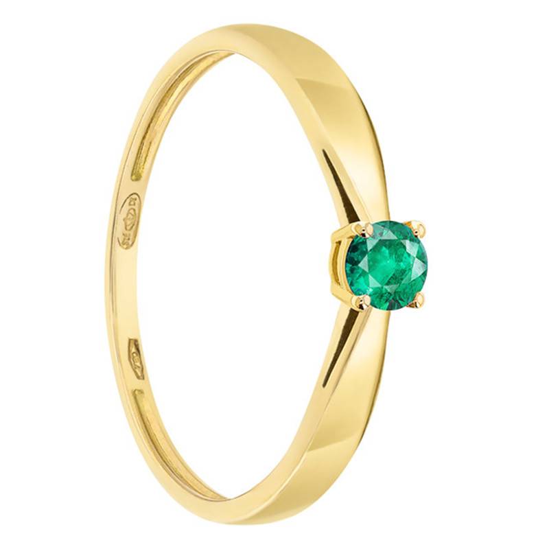 750/1000 Yellow Gold Emerald 0,20 ct Solitaire Ring - Demetra