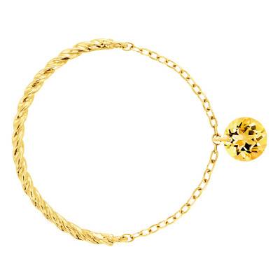 Bague Corde Or Jaune 750, Saphir Jaune Percé 0,30 ct - Demetra