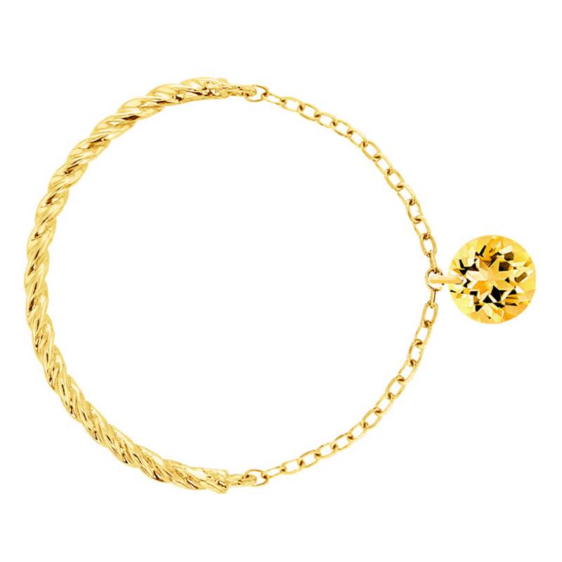 750/1000 Yellow Gold & Pierced Yellow Sapphire Double Link Ring 0.30 ct - Demetra