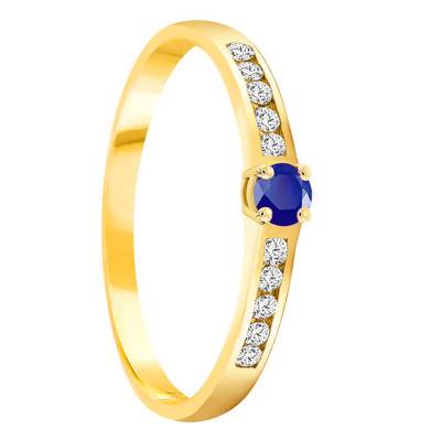 Bague Or Jaune 750, Saphir 0,10 ct, Diamants 0,20 ct - Demetra
