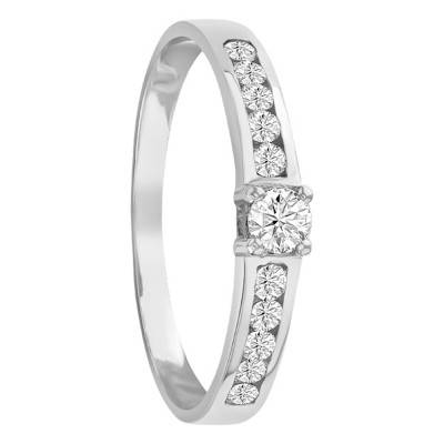 750/1000 White Gold Diamond Accented Solitaire Ring 0,30 ct GSI - Demetra