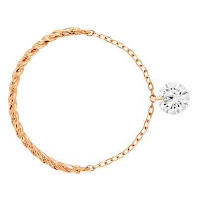 Bague Or Rose 750 corde diamant percé - Demetra