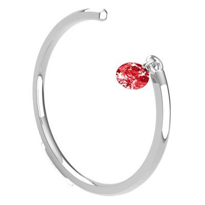 Bague Lisse Ouverte Or Blanc 750, Saphir Rouge Percé 0,30 ct - Demetra