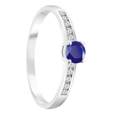 Bague Or Blanc 750, Saphir 0.10 ct & Diamants 0,20 ct - Demetra