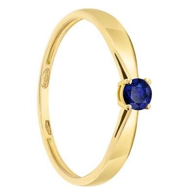 Bague Solitaire Or Jaune 750, Saphir 0,20ct - Demetra