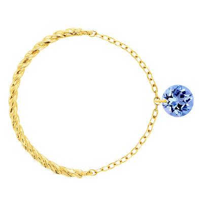 750/1000 Yellow Gold & Pierced Blue Sapphire 0.30 ct Double Cable Link Ring - Demetra