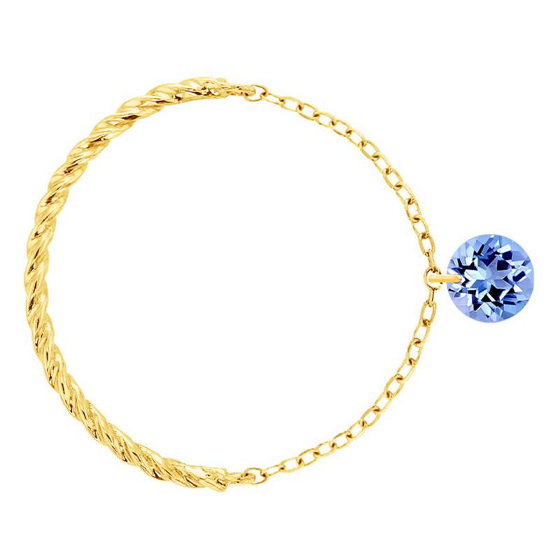 750/1000 Yellow Gold & Pierced Blue Sapphire 0.30 ct Double Cable Link Ring - Demetra