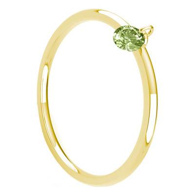 750/1000 Yellow Gold & Pierced Green Sapphire 0.30 ct Smooth Ring - Demetra