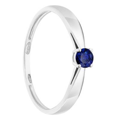 Bague Solitaire Or Blanc 750, Saphir 0,20ct - Demetra