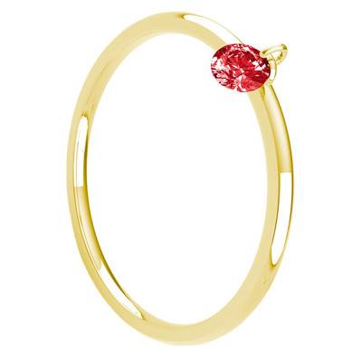 Bague Lisse Or Jaune 750, Saphir Rouge Percé 0,30 ct - Demetra