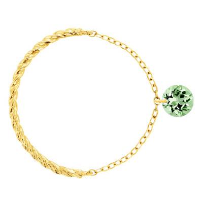 750/1000 Yellow Gold & Pierced Green Sapphire 0.30 ct Double Cable Link Ring - Demetra