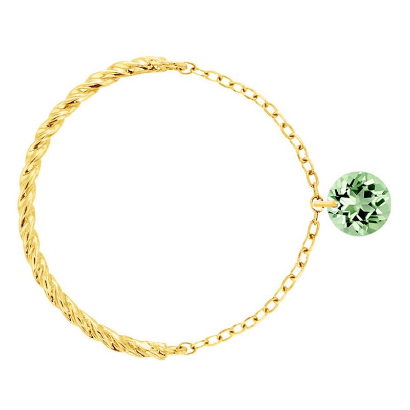 750/1000 Yellow Gold & Pierced Green Sapphire 0.30 ct Double Cable Link Ring - Demetra