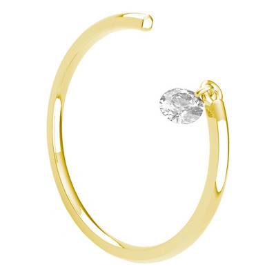 Bague Or Jaune 750 lisse ouverte diamant percé - Demetra