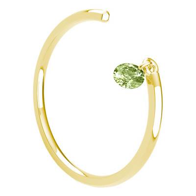 Bague Lisse Ouverte Or Jaune 750, Saphir Vert Percé 0,30 ct - Demetra
