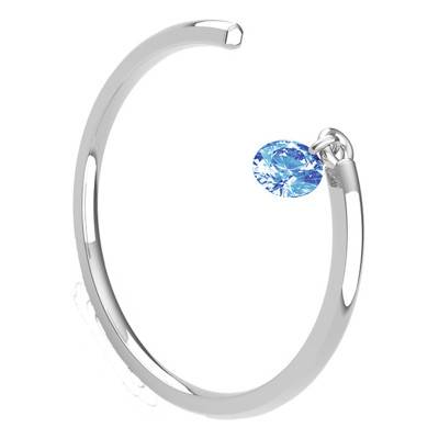 Bague Lisse Ouverte Or Blanc 750, Saphir Bleu Percé 0,30 ct - Demetra