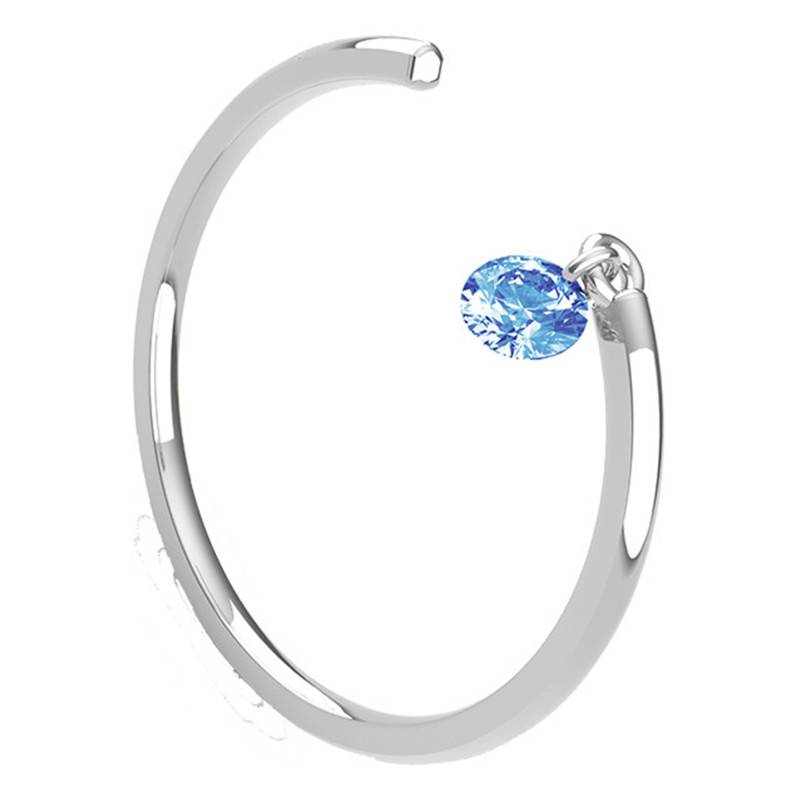 750/1000 White Gold Smooth Open Ring & Pierced Blue Sapphire 0.30 ct - Demetra