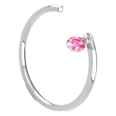 Bague Lisse Ouverte Or Blanc 750, Saphir Rose Percé 0,30 ct - Demetra
