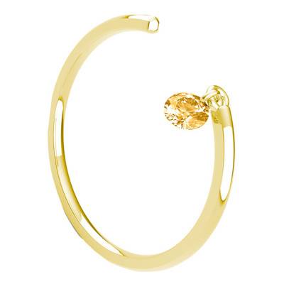 Bague Lisse Ouverte Or Jaune 750, Saphir Jaune Percé 0,30 ct - Demetra